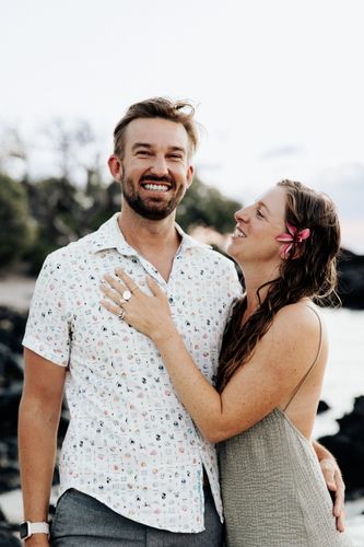 A happy couple just after their engagement